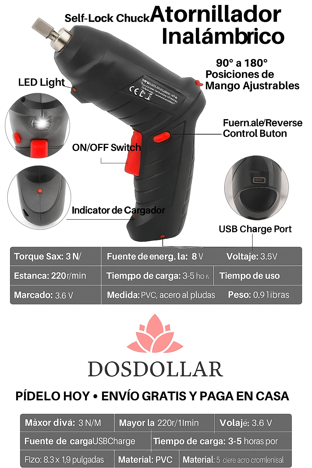 TALADRO DESTORNILLADOR INALAMBRICO