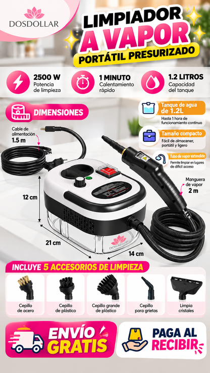 LIMPIADOR A VAPOR 2500W, ALTA PRESIÓN