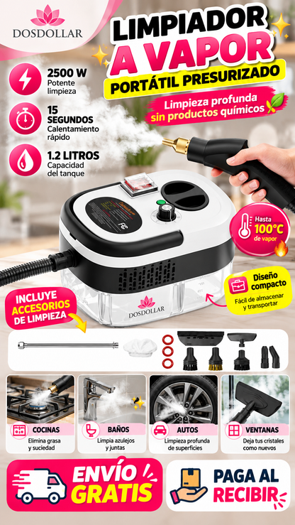 LIMPIADOR A VAPOR 2500W, ALTA PRESIÓN