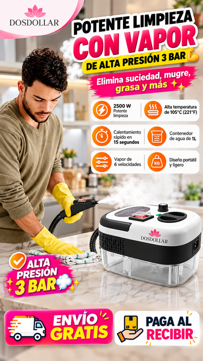 LIMPIADOR A VAPOR 2500W, ALTA PRESIÓN