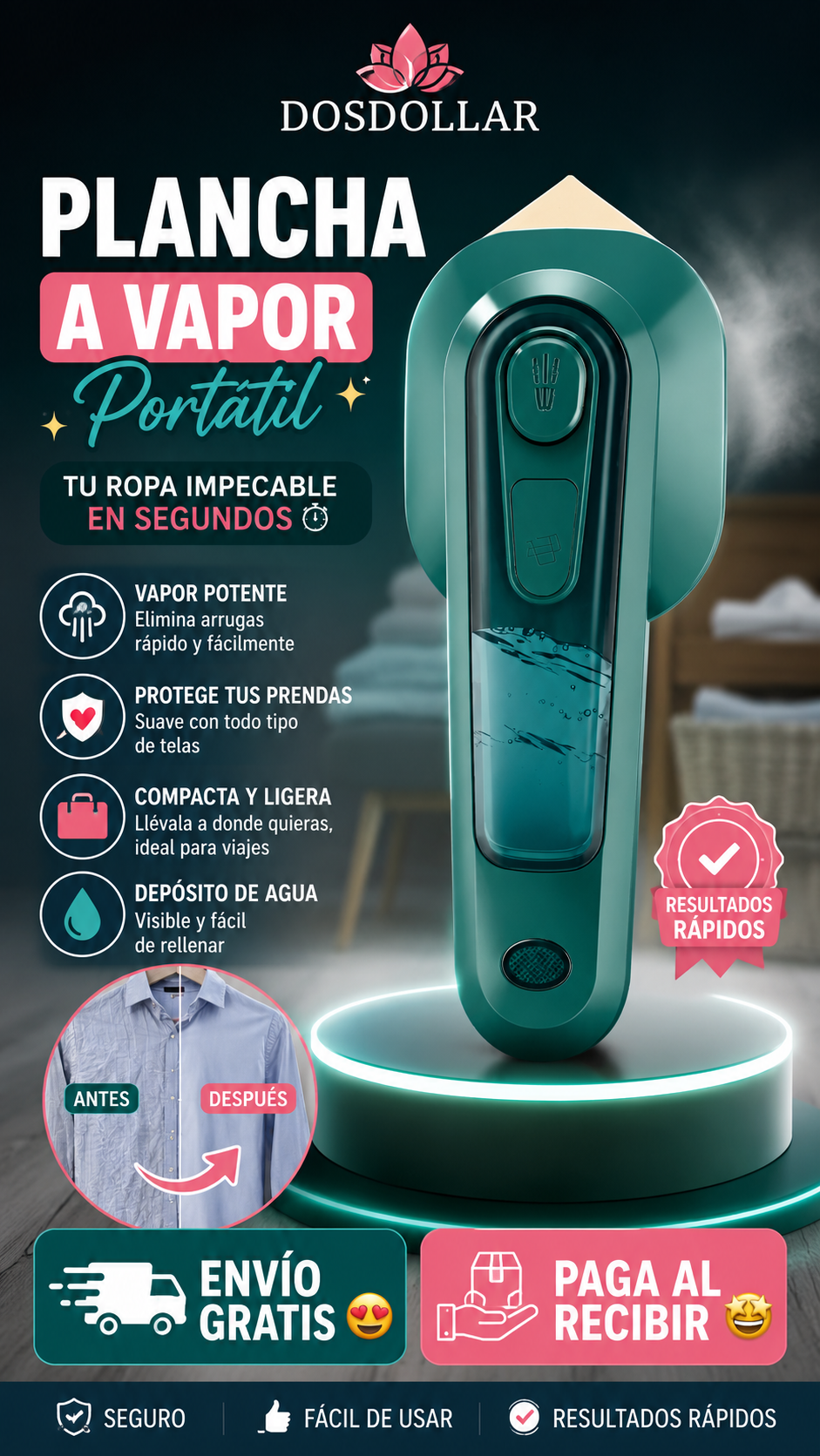 Plancha a vapor portatil