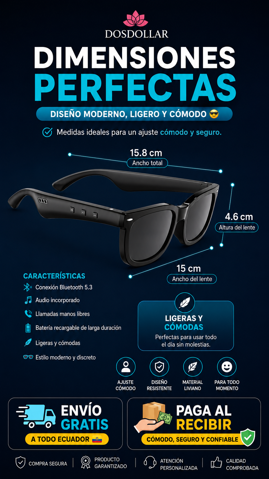 Gafas Bluetooth Audifono Interno